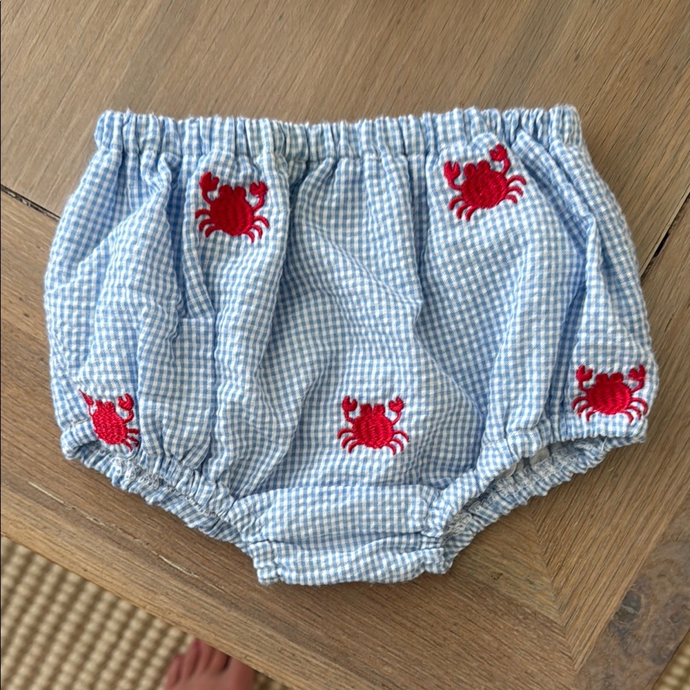 Cecil and Lou Blue and Red Crab Embroidered Kids Bloomers